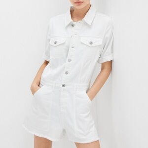 AMERICAN EAGLE white denim button-up utility romper size L